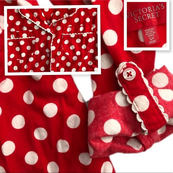 Victoria’s Secret Polka Dot Flannel Pj Set • Small - Picture 7 of 8